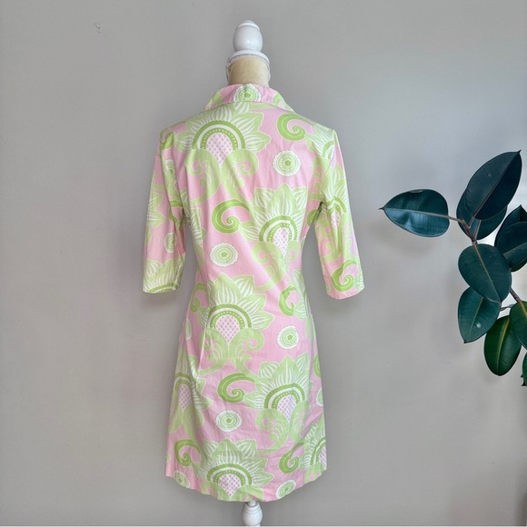 J.McLaughlin Collared Shirt Dress‎ Size 2 Retro Floral Knee Length - Picture 4 of 6